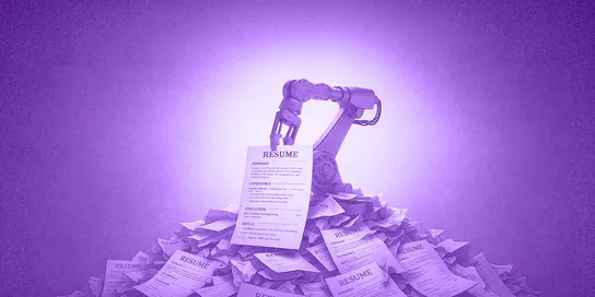 Students reading a large poster about ATS resume formatting in 2025